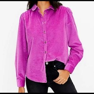 LOFT CORDUROY PINK BUTTON DOWN XS